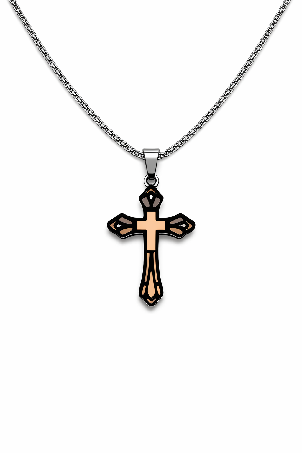 Ανδρικό Κολιέ Σταυρός Silver Cut Design