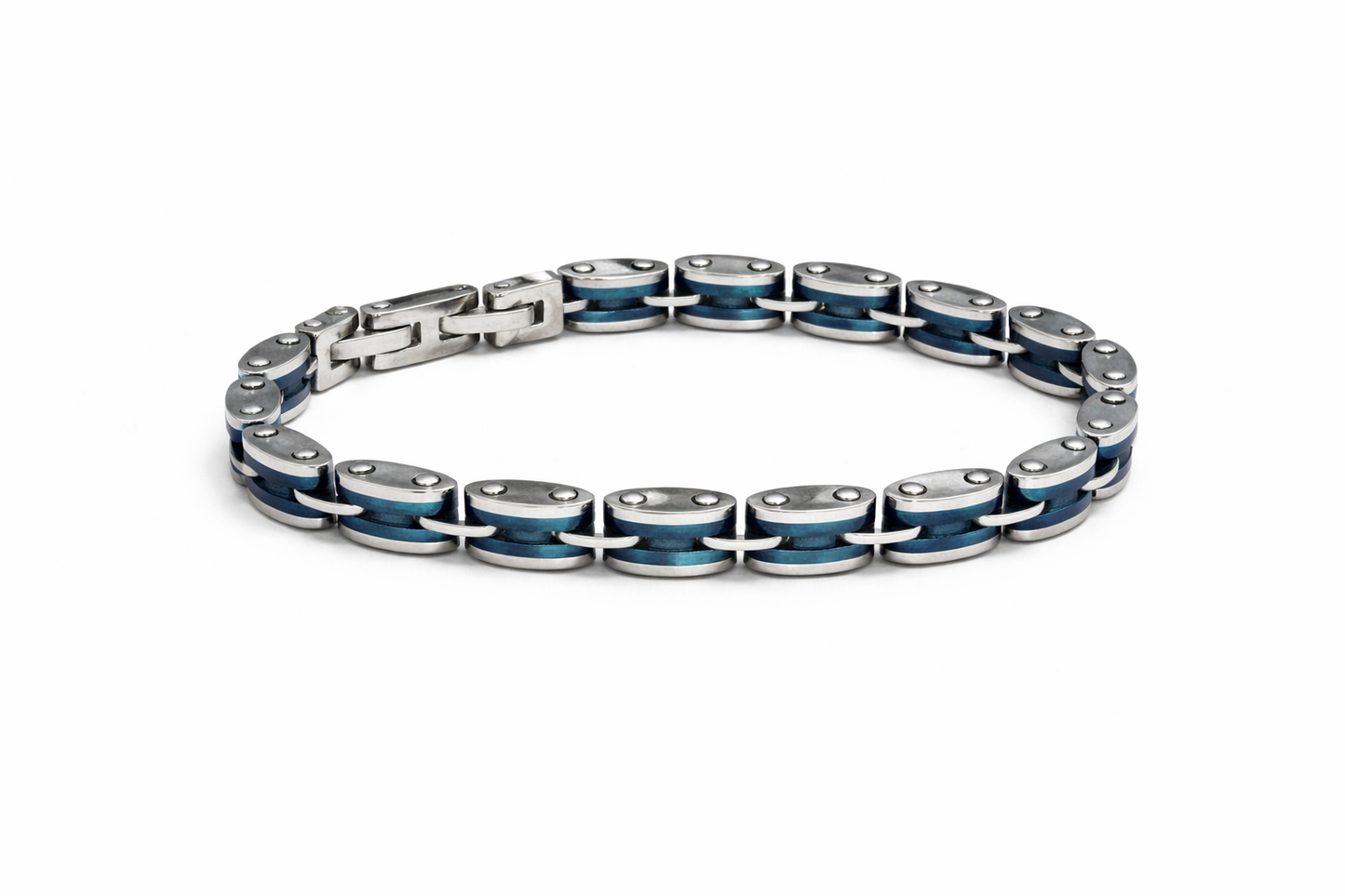 Ανδρικό Βραχιόλι Ασημί Steel Chain Gold Detail