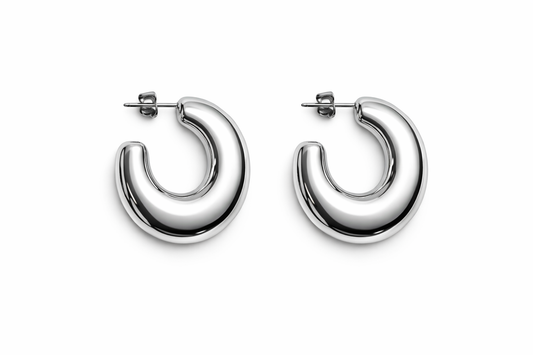 Ασημί σκουλαρίκια Luna Silver Hoops