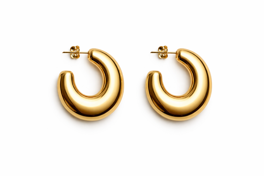 Χρυσά σκουλαρίκια Luna Silver Hoops