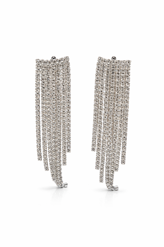 Γυναικεία Σκουλαρίκια Crystal Fringe Silver