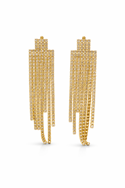 Γυναικεία Σκουλαρίκια Crystal Fringe Gold