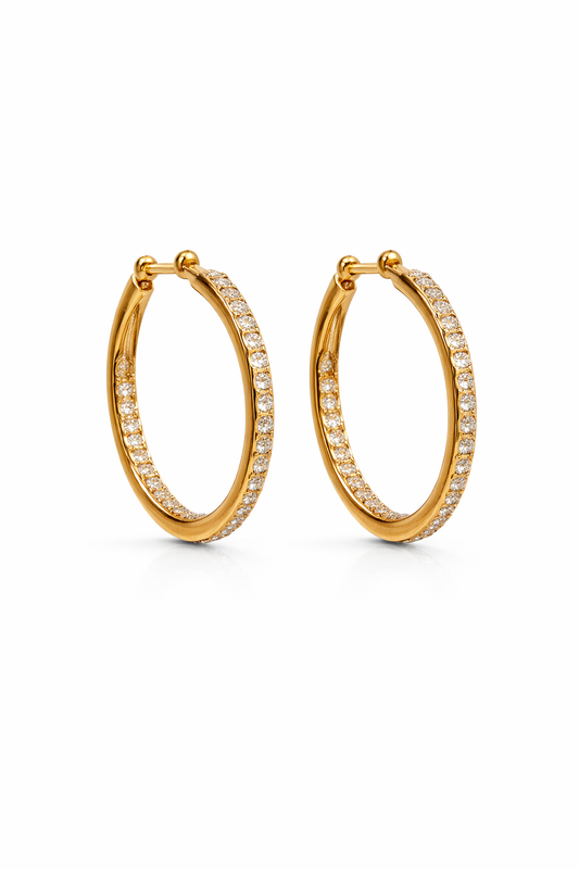 Γυναικεία Σκουλαρίκια Hoop Crystal Gold