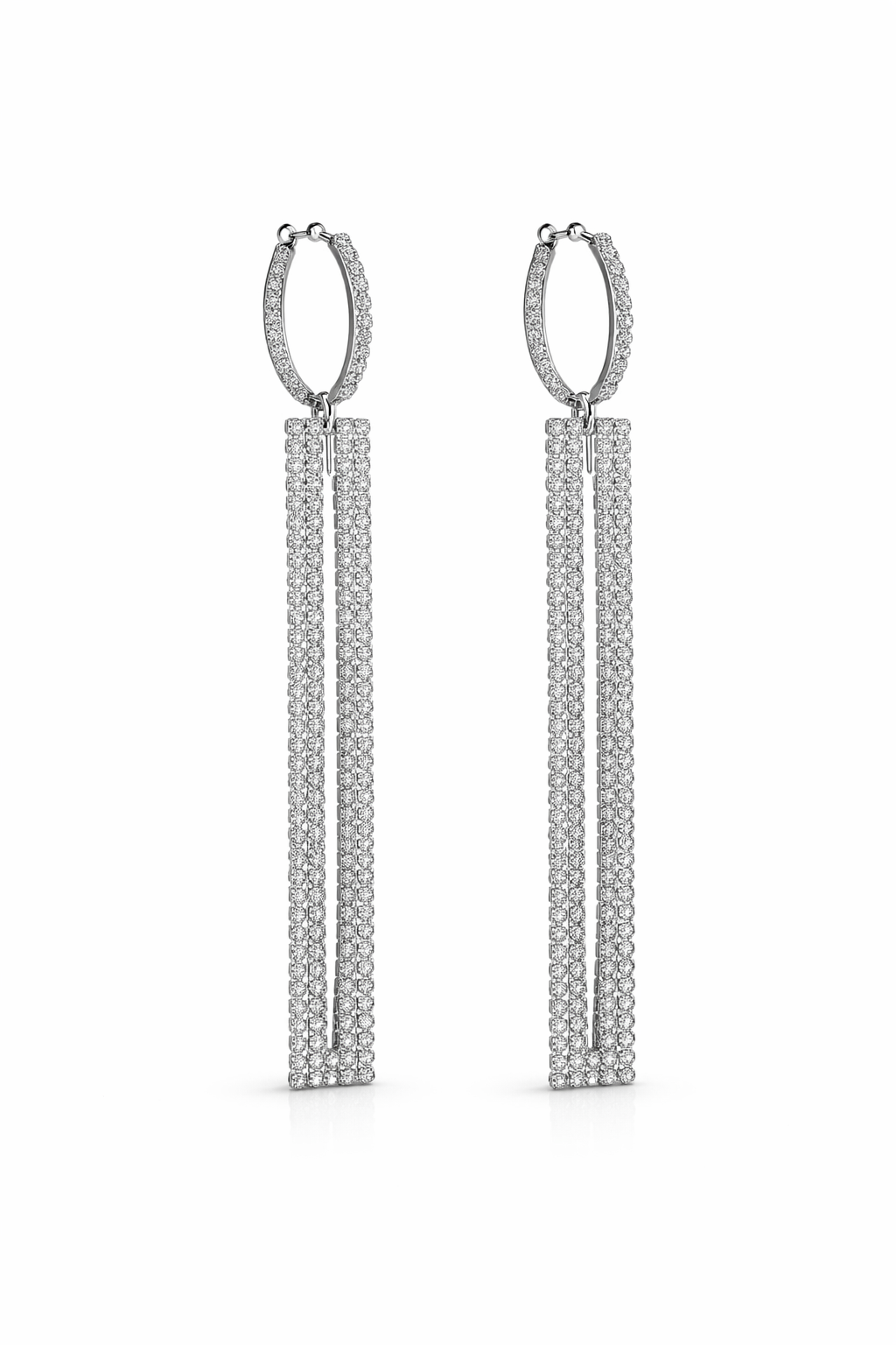 Γυναικεία Σκουλαρίκια Long Drop Crystal Silver