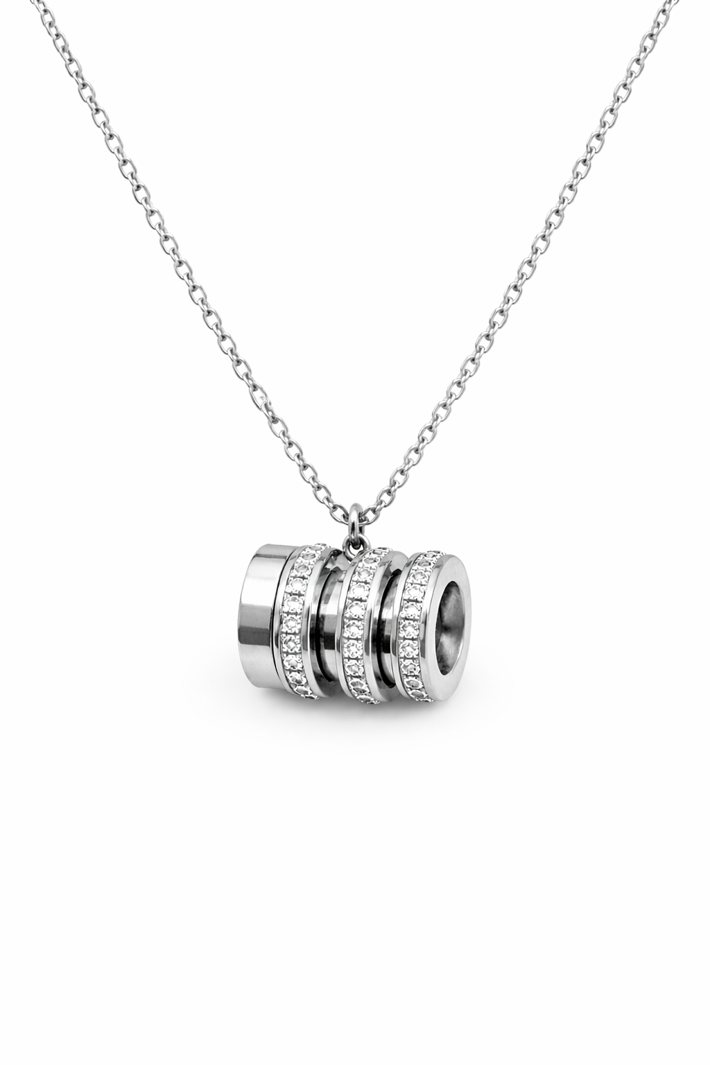 Ασημένιο Κολιέ Cylinder με Πέτρες – Γυναικείο Κόσμημα