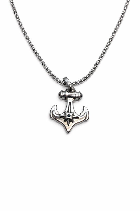 Κολιέ με Μενταγιόν Άγκυρα & Αστέρι Ασημί