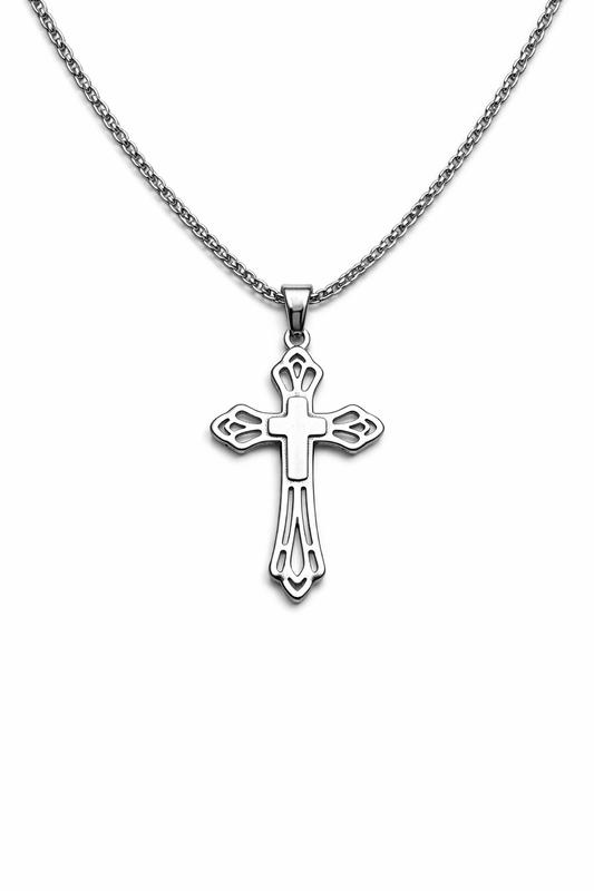 Ανδρικό Κολιέ Σταυρός Silver Cut Design