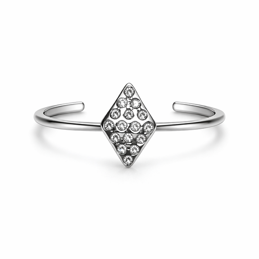 Γυναικείο Δαχτυλίδι Diamond Shape Sparkle – Ασημί Ρυθμιζόμενο με Κρύσταλλους