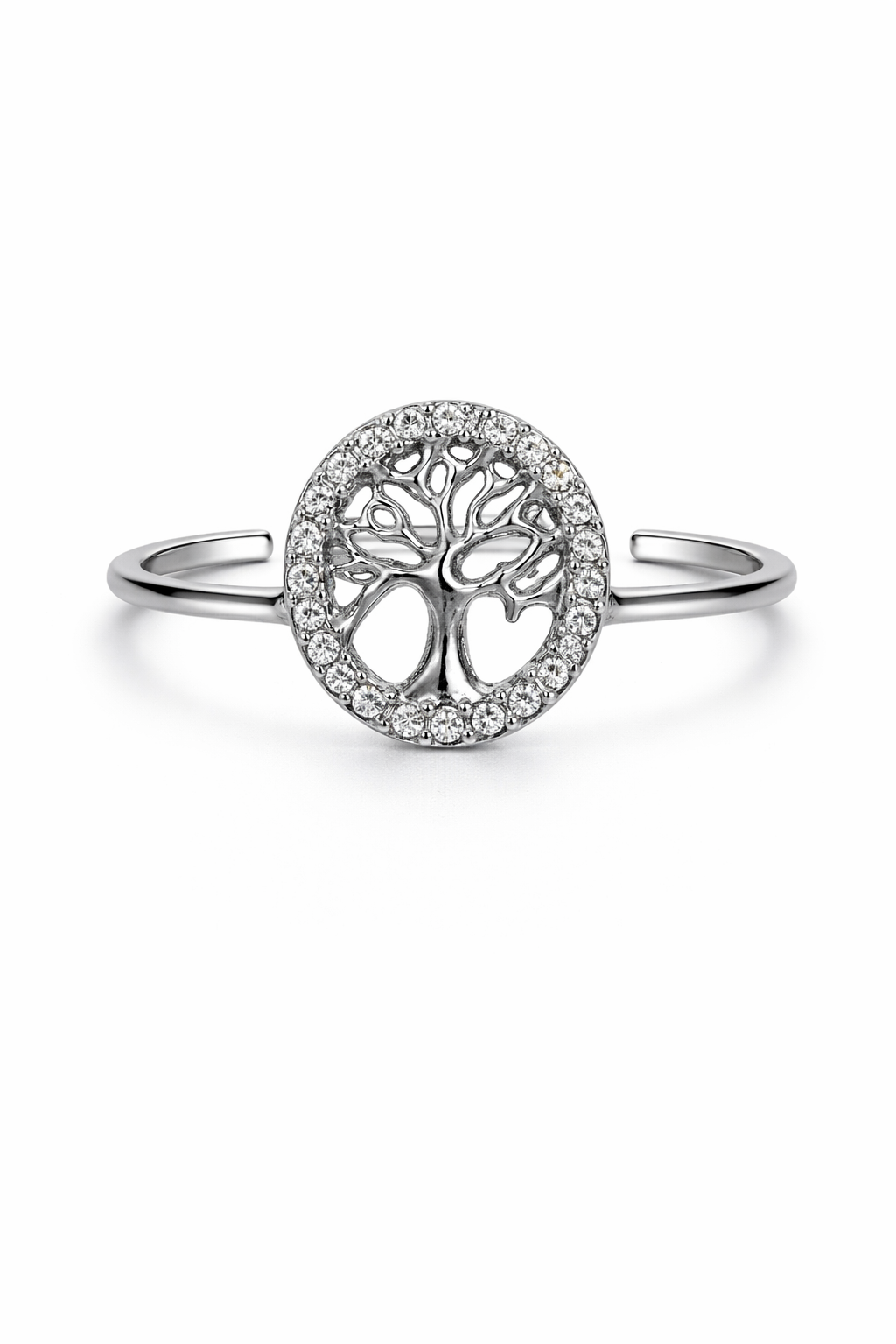 Γυναικείο Δαχτυλίδι Tree of Life / Δέντρο της Ζωής – Ασημί Ρυθμιζόμενο με Κρύσταλλους